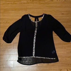 Black Shear Detailed Blouse